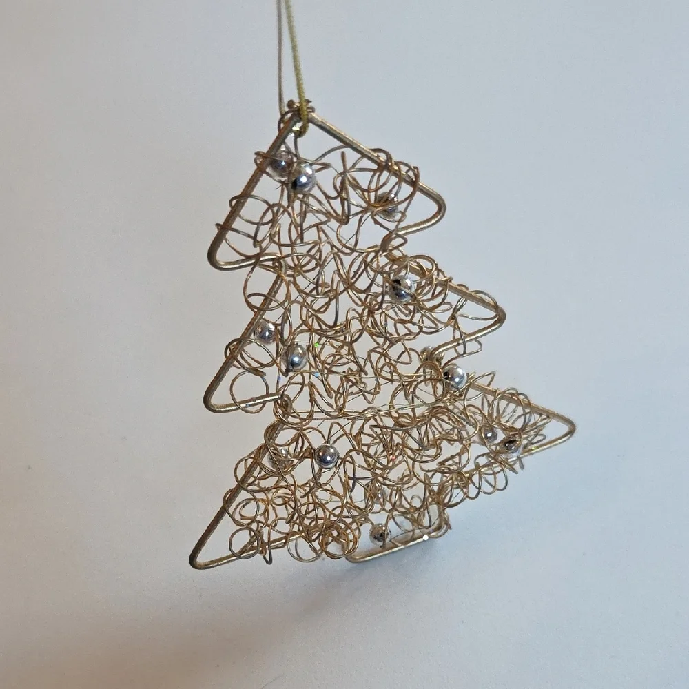 Gold Christmas Ornaments Set - Trees, Candy Canes, Wreath, Snowflake